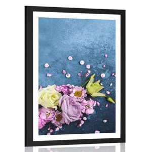 Plakát s paspartou abstraktní květiny