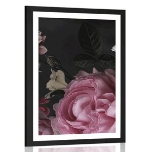Plakát s paspartou kytice květin v detailním záběru