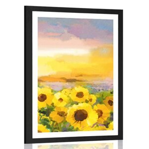 Plakát s paspartou slunečnicové pole