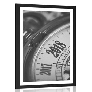 Plakát s paspartou vintage kapesní hodinky v černobílém provedení
