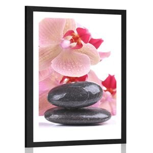 Plakát s paspartou SPA kameny a orchidej