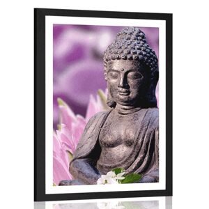Plakát s paspartou klidný Budha