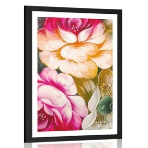 Plakát s paspartou impresionistický svět květin