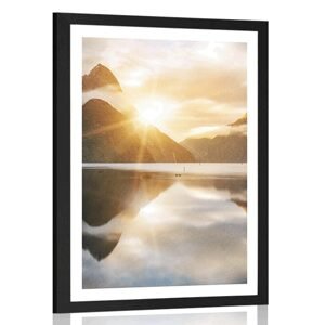 Plakát s paspartou krásný východ slunce na Novém Zélandu