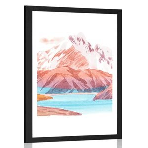 Plakát s paspartou krásná horská krajina
