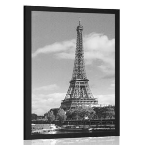 Plakát nádherné panorama Paříže v černobílém provedení
