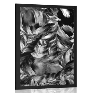 Plakát retro tahy květin v černobílém provedení
