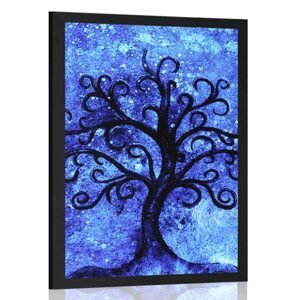Plakát strom života na modrém pozadí