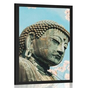 Plakát socha Buddhy u třešně