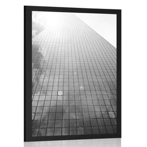 Plakát mrakodrap v černobílém provedení