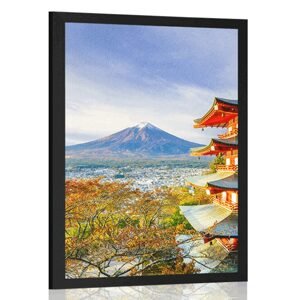 Plakát výhled na Chureito Pagoda a horu Fuji