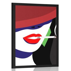 Plakát žena v klobouku v pop art stylu