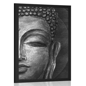 Plakát tvář Buddhy v černobílém provedení