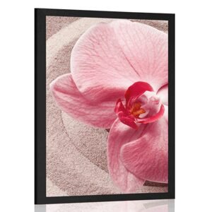 Plakát mořský písek a růžová orchidej