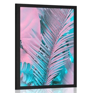 Plakát palmové listy v neobyčejných neonových barvách