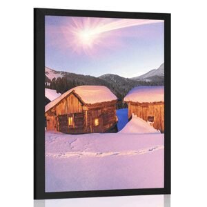Plakát zasněžená horská vesnička