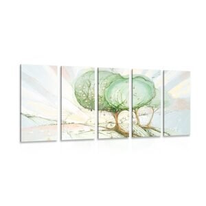 5-dílný obraz pohádkové pastelové stromy