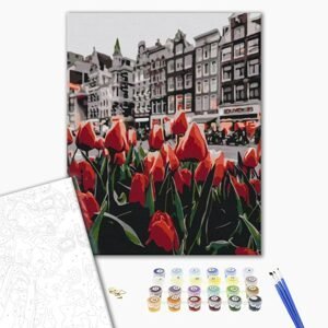Malování podle čísel tulipány v Amsterdamu