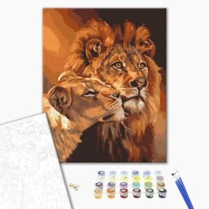 Malování podle čísel zamilované lvi