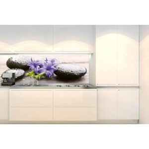 Samolepící fototapeta do kuchyně kameny s květinami