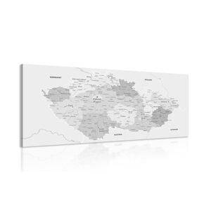 Obraz elegantní šedá mapa Česka
