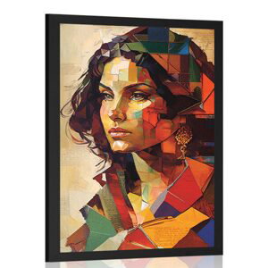 Plakát profil ženy v patchwork designu