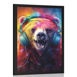 Plakát medvěd se sluchátky