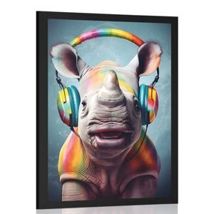 Plakát nosorožec se sluchátky