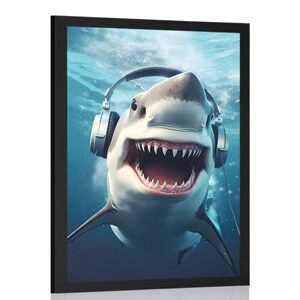 Plakát žralok se sluchátky