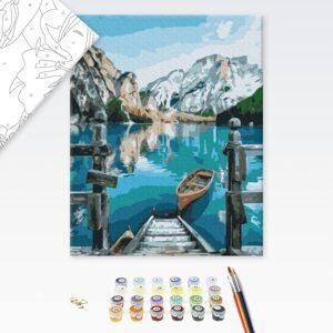 Malování podle čísel loďka u jezera