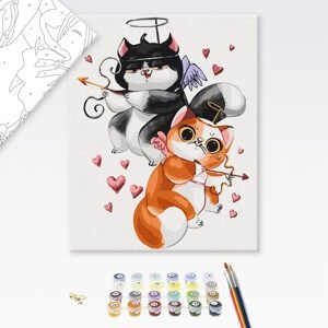Malování podle čísel pro děti zamilované kočky