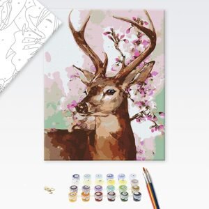 Malování podle čísel jelen se sakurou