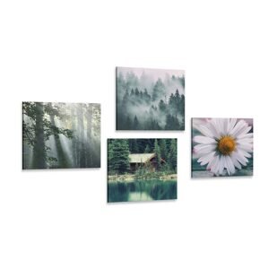 Set obrazů chata v malebných horách