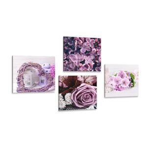 Set obrazů levandulové zátiší s květinami