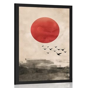 Plakát japandi kouzlo červeného měsíce