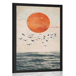 Plakát japandi měsíc nad mořem