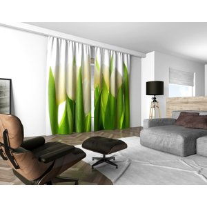 3D dekorační závěs 203 WHITE TULIPS 160x250 cm set 2 kusy MyBestHome