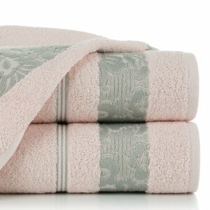 Bavlněný froté ručník s bordurou VIKI 50x90 cm, světle růžová, 500 gr Mybesthome Varianta: ručník - 1 kus 50x90 cm