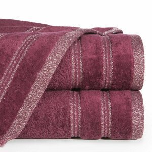 Bavlněný froté ručník s proužky OLA 50x90 cm, vínová, 500 gr Mybesthome Varianta: ručník - 1 kus 50x90 cm