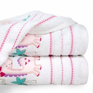 Bavlněný froté ručník s dětským motivem DINO I. bílá/růžová 50x90 cm, 450 gr Mybesthome