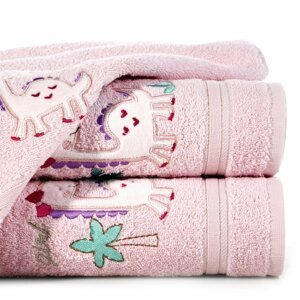 Bavlněný froté ručník s dětským motivem DINO II. růžová 50x90 cm, 450 gr Mybesthome