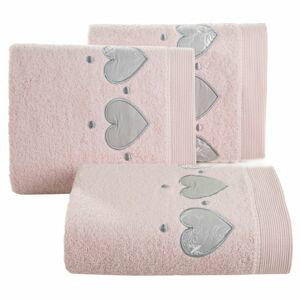 Bavlněný froté ručník s aplikací LOVE 50x90 cm, růžová, 500 gr Mybesthome