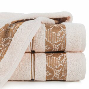 Bavlněný froté ručník s bordurou VIKI 50x90 cm, světle růžová/hnědá, 500 gr Mybesthome Varianta: ručník - 1 kus 50x90 cm