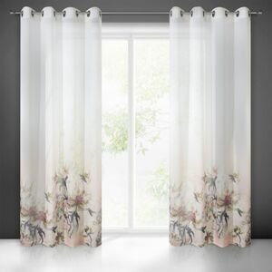 Dekorační vzorovaná záclona FRIDA III. bílá/růžová 140x250 cm (cena za 1 kus) MyBestHome