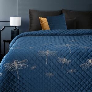 Přehoz na postel VÁŽKA 220x240 cm modrá Mybesthome