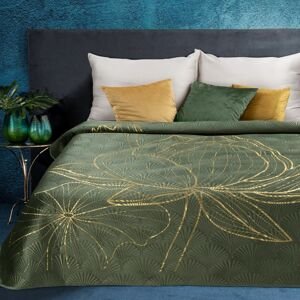 Přehoz na postel LOTOS olivová/zlatá 220x240 cm Mybesthome