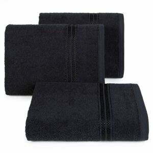Bavlněný froté ručník s proužkem LORAN 50x90 cm, černá, 450 gr Mybesthome