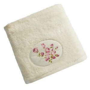 Bavlněný froté ručník s aplikací SARAH 50x90 cm, krémová, 500 gr Mybesthome
