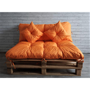 Polstr CARLOS SET - sedák 120x80 cm, opěrka 120x40 cm, 2x polštáře 30x30 cm, oranžová, Mybesthome