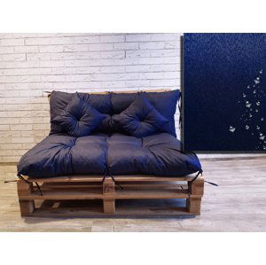 Polstr DENIM CARLOS SET - sedák 120x80 cm, opěrka 120x40 cm, 2x polštáře 30x30 cm, tmavě modrá, Mybesthome